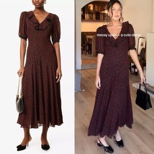 NWT Reformation Viral Women's Evra Lace Trim Open Back Maxi Dress Size 2